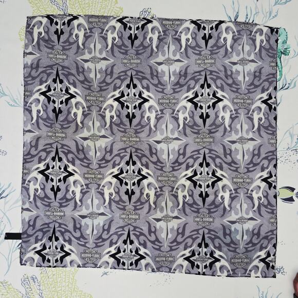 Vintage Silk Harley-Davidson Grey Scale Scarf - Picture 4 of 7